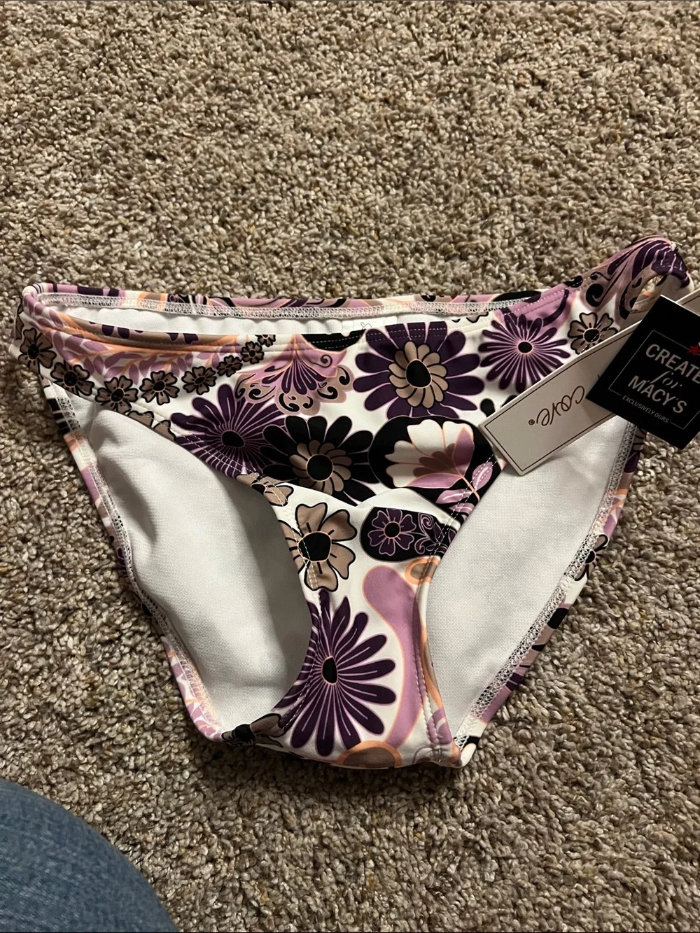 Floral Bikini Bottoms in Purple and White